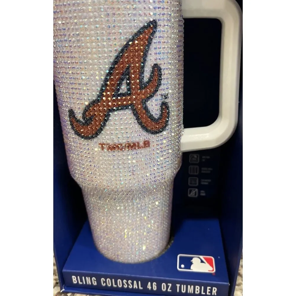 New‎ MLB Atlanta Braves White Bling Colossal 46oz Tumbler Rhinestone